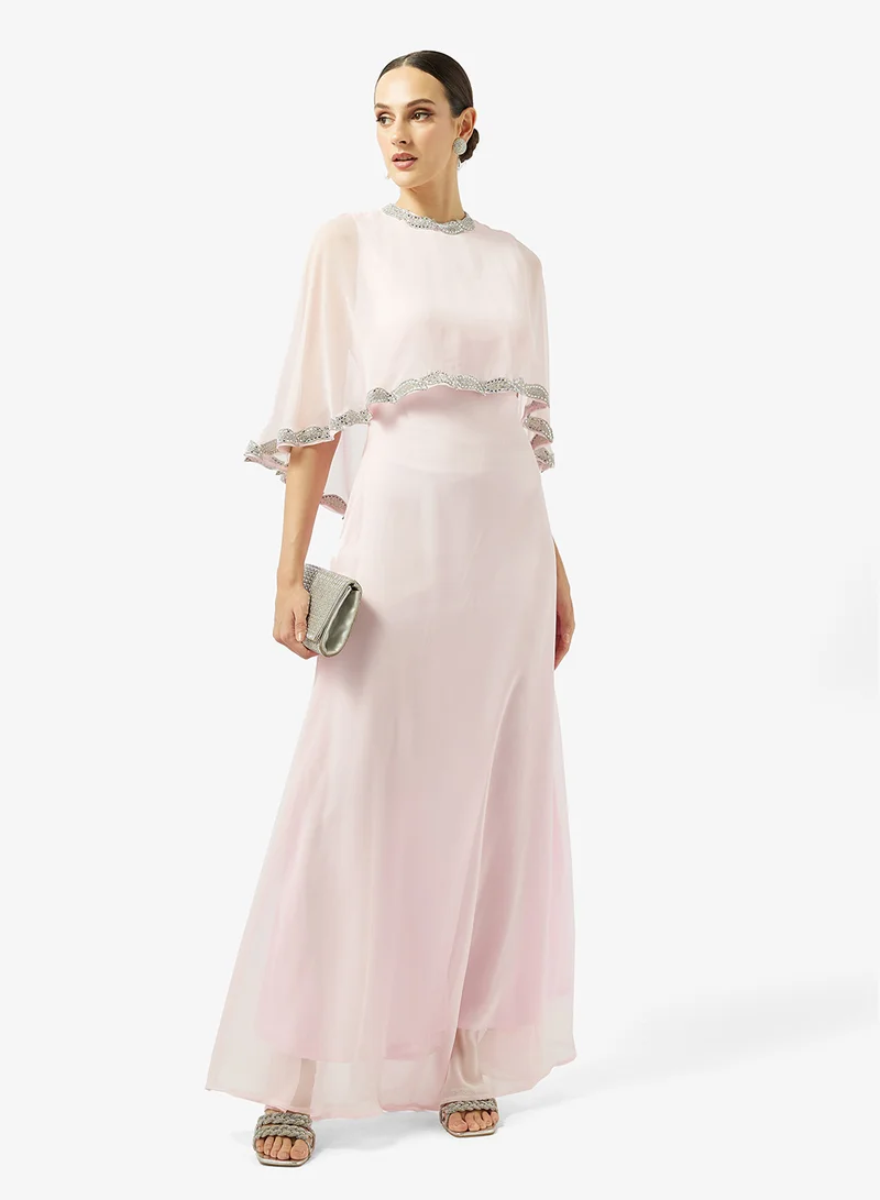 Namshi x  Sheer Cape Dress With Embellishment for Women | Best Price UAE